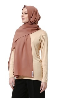 Pashmina Marit Pashmina Syari Polos Muslimah Wanita Premium High Quality - Khaky Khaky-555233