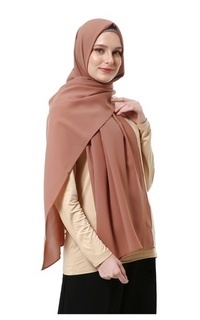 Pashmina Marit Pashmina Syari Polos Muslimah Wanita Premium High Quality - Khaky Khaky-555234
