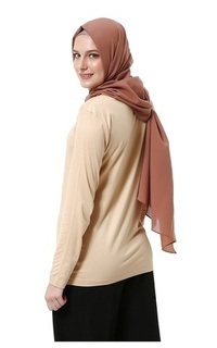 Pashmina Marit Pashmina Syari Polos Muslimah Wanita Premium High Quality - Khaky Khaky-555235