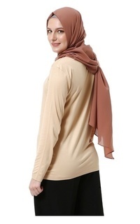 Pashmina Marit Pashmina Syari Polos Muslimah Wanita Premium High Quality - Khaky Khaky-555236