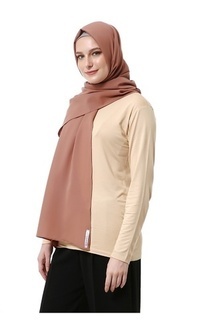 Pashmina Marit Pashmina Syari Polos Muslimah Wanita Premium High Quality - Khaky Khaky-555238