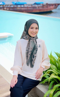 Printed Scarf Bahari - Black (Voal Square)