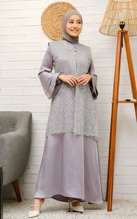 Gamis Dress Khadijah Set Outer - Grey