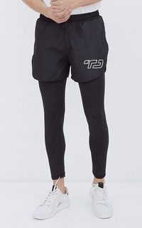 Pakaian Olahraga Td Active MB086 Outline Logo Legging-Short Men 2-In-1 Hitam