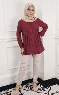 Blus Maetha - Blouse Wanita Lengan Panjang Lovara Doffe Maroon-560578