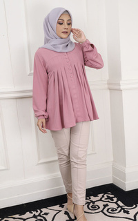 Blus Maetha - Blouse Wanita Lengan Panjang Lovara Dusty Pink-560615