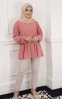 Blus Maetha - Blouse Wanita Lengan Panjang Lovara Peach-560618