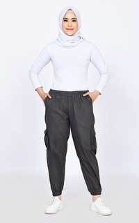 Celana Jogger Cargo Zaskia Dark Grey