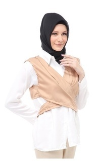 Blouse Atasan Blouse Long Sleeve Wanita Muslimah Motif Polos Regular Fit - Mocca Mocca-563188