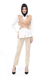 Blouse Atasan Blouse Long Sleeve Wanita Muslimah Motif Polos Regular Fit - Mocca Mocca-563191