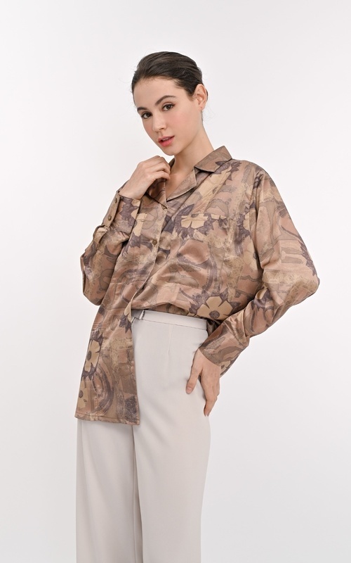 Kemeja - Chloe Silk Shirt Bronze - Bronze