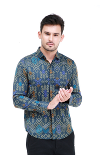 Kemeja Dwan Kemeja Batik Pria Tribe Atasan Formal Longsleeve Shirt Material Cotton ORIGINAL - Green