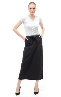 Skirt Rok Celana Bawahan Wanita Design Casual Motif Solif Self Tie Belt - Hitam