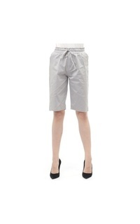 Pants Pants 7/8 Motif Solid Rubbery Waist Bawahan Wanita - Abu Abu-565898