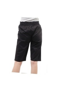 Pants Pants 7/8 Motif Solid Rubbery Waist Bawahan Wanita Fashionable - Hitam