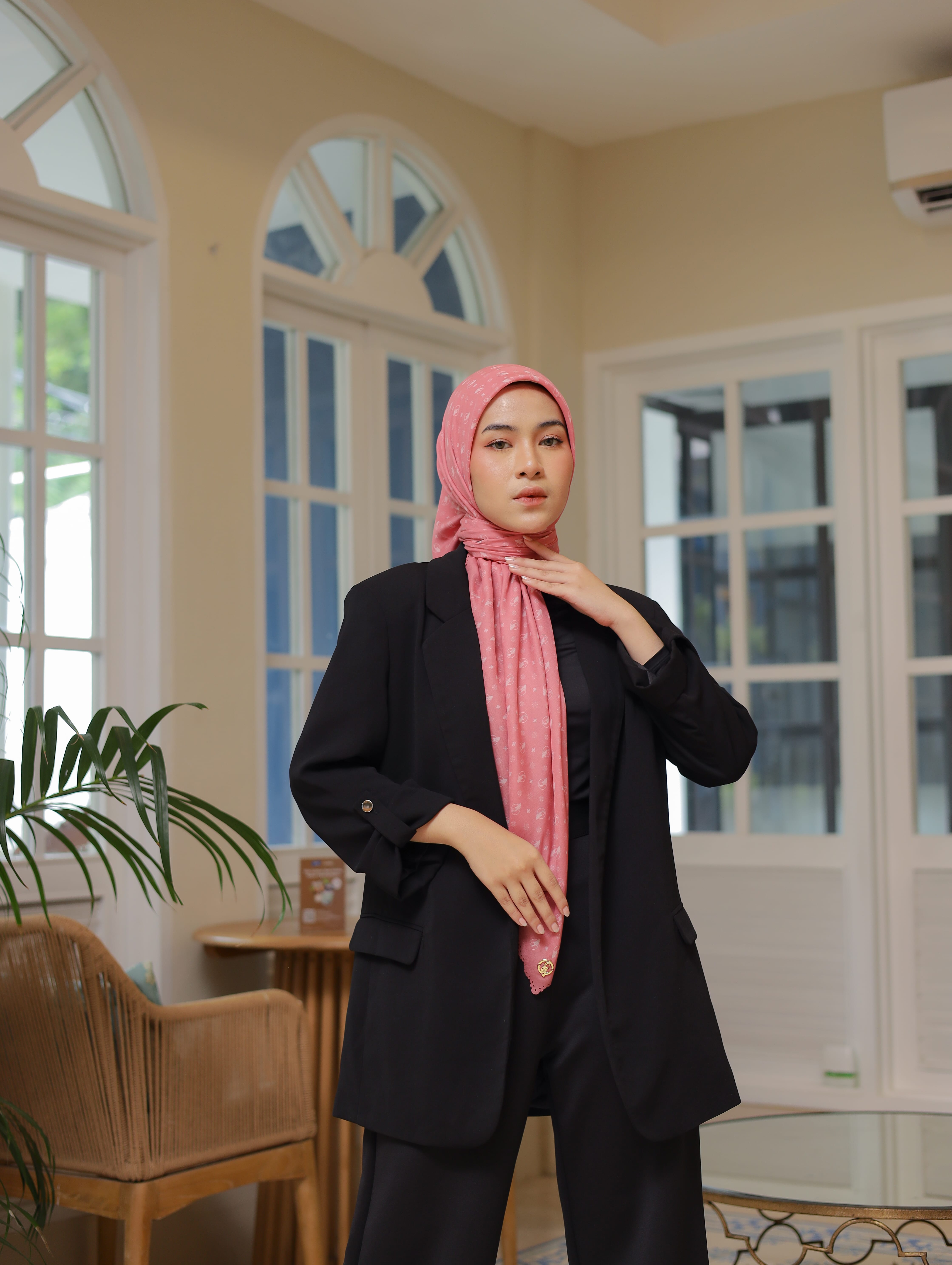 Hijab Motif Monogram Series - Rose Pink