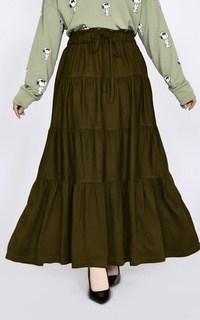 Rok Long Skirt Tiered Alba Olive