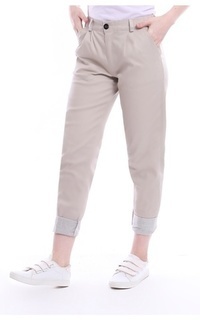 Celana Baggy Pants Skinny Celana Panjang Lipit Bawah Stripe Wanita Kasual Premium Quality - Cream Cream-568946