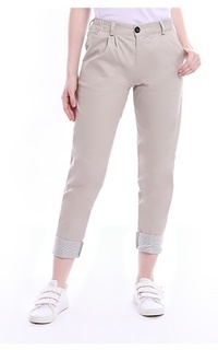 Celana Baggy Pants Skinny Celana Panjang Lipit Bawah Stripe Wanita Kasual Premium Quality - Cream Cream-568948