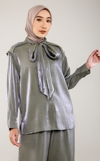 Blus Alma Tie Blouse - Sage