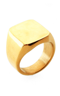 Jewelry Daisy Aksesoris Pria Wanita Cincin Desain Kotak Material Titanium ORIGINAL - Gold Glossy Gold Glossy-570876