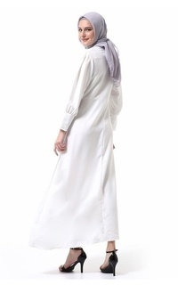 Gamis Alliyah Dress Gamis Muslimah Long Sleeve Model Balon Regular Fit Premium High Quality - Putih Putih-571862