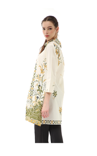 Tunic Olaf Atasan Batik Wanita Tunik Traditional Motive Elegant Design Material Cotton ORIGINAL - White Green White Green-576588