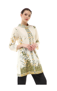 Tunic Olaf Atasan Batik Wanita Tunik Traditional Motive Elegant Design Material Cotton ORIGINAL - White Green White Green-576589