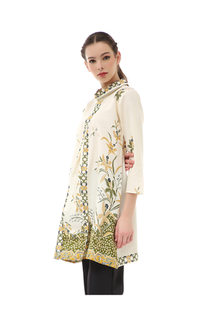 Tunic Olaf Atasan Batik Wanita Tunik Traditional Motive Elegant Design Material Cotton ORIGINAL - White Green White Green-576590