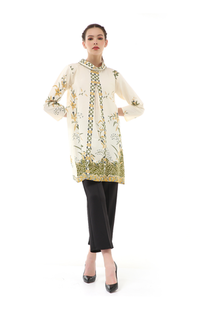 Tunic Olaf Atasan Batik Wanita Tunik Traditional Motive Elegant Design Material Cotton ORIGINAL - White Green White Green-576592