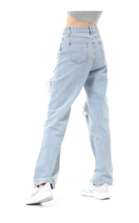 Pants Stella Highwaist Baggy Ripped Jeans Wanita Long Pants Desain Sobek Material Denim ORIGINAL - Blue Blue-576963