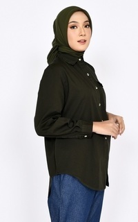 Blus Kemeja Katun Zevanya Olive