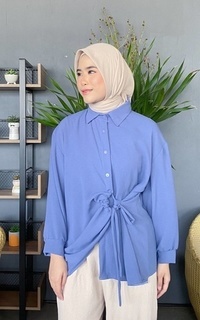 Kemeja Mybamus Naia Shirt Cringkle Blue M17222 R85S6 Blue-578503