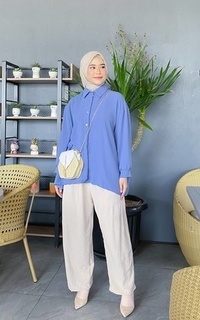 Kemeja Mybamus Naia Shirt Cringkle Blue M17222 R85S6 Blue-578505