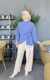 Kemeja Mybamus Naia Shirt Cringkle Blue M17222 R85S6 Blue-578506