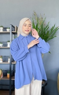 Kemeja Mybamus Naia Shirt Cringkle Blue M17222 R85S6 Blue-578507