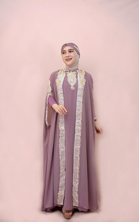 Kaftan Kaftan Melasti Ceruty Lilac Premium by Caftanesia