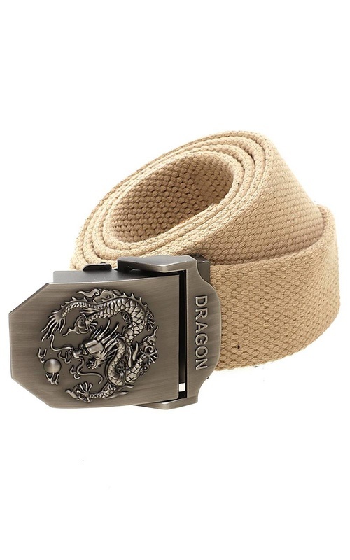 Shop Hamlin Jhoseph Gesper Ikat Pinggang Pria Sabuk Motif Dragon Material  Canvas ORIGINAL - Khaki Belt