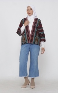 Cardigan Monarda Red Green Tenun Outer