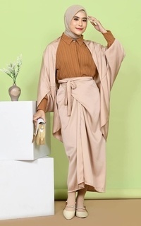 Skirt Mybamus Tasya Satin Wrap Skirt – Rok Lilit Beige M17239 R89S4 Beige-581091