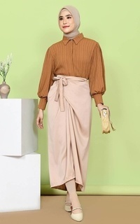 Skirt Mybamus Tasya Satin Wrap Skirt – Rok Lilit Beige M17239 R89S4 Beige-581093