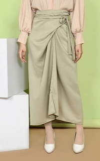 Rok Mybamus Tasya Satin Wrap Skirt – Rok Lilit Sage Green M17237 R88S6 Sage Green-581101