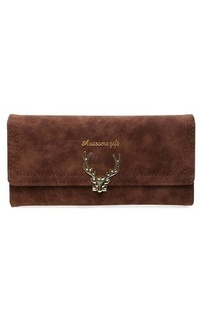 Tas Dive Dompet Lipat Wanita Motif Deer Foldable Wallet Casual Many Slot Material Kulit Leather ORIGINAL - Brown