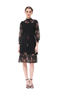 Long Dress Rachel Midi Dress Wanita Lengan Panjang Turtleneck Material Cotton ORIGINAL - Black