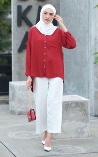 Matching Sets SET Kulot Syifa |Setelan Merah Putih