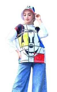 Blouse Oversize Mickey Putih