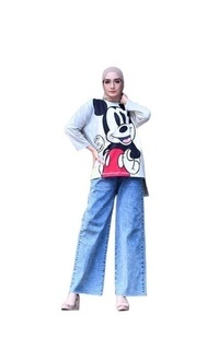 Blouse Oversize Mickey  Light Grey