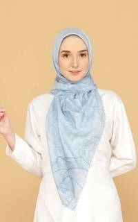 Hijab Motif Batik Kawung in Ocean blue