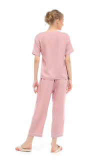 Setelan Vance Piyama Setelan Baju Tidur Wanita Lengan Pendek Material Rayon ORIGINAL - Dusty Merah Muda-591550