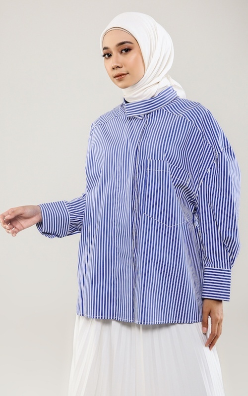 Blus - Sansa Blouse - Blue Stripes - Blue Stripes